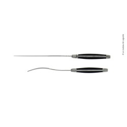 Service à découper, en corne foncée, mitres inox, finition satinée
