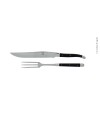 Service à découper, en corne foncée, mitres inox, finition satinée