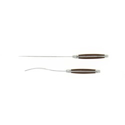 Service à découper, en tissu compressé chocolat, mitres inox, finition brillante