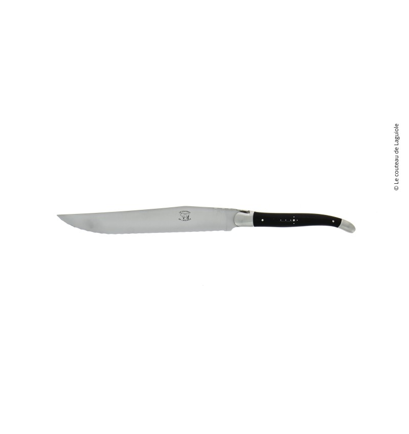Couteau à pain, en ébène, mitres inox, finition satinée