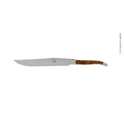 Couteau à pain, en thuya, mitres inox, finition satinée