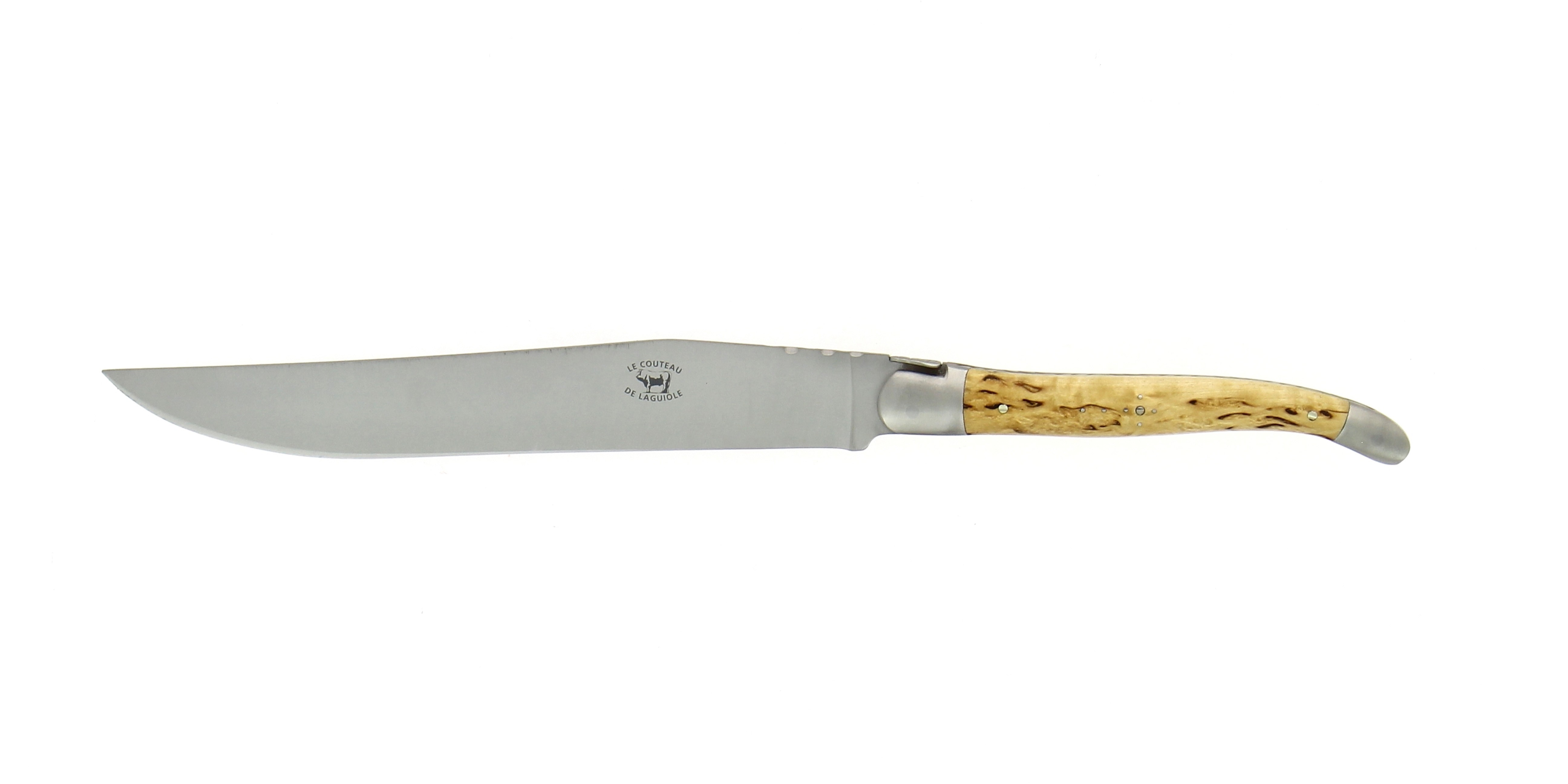 Couteau à découper, en bouleau, mitres inox, finition satinée