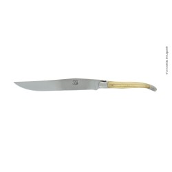 Couteau à découper, en olivier, mitres inox, finition satinée