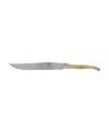Couteau à découper, en pointe de corne claire, mitres inox, finition satinée