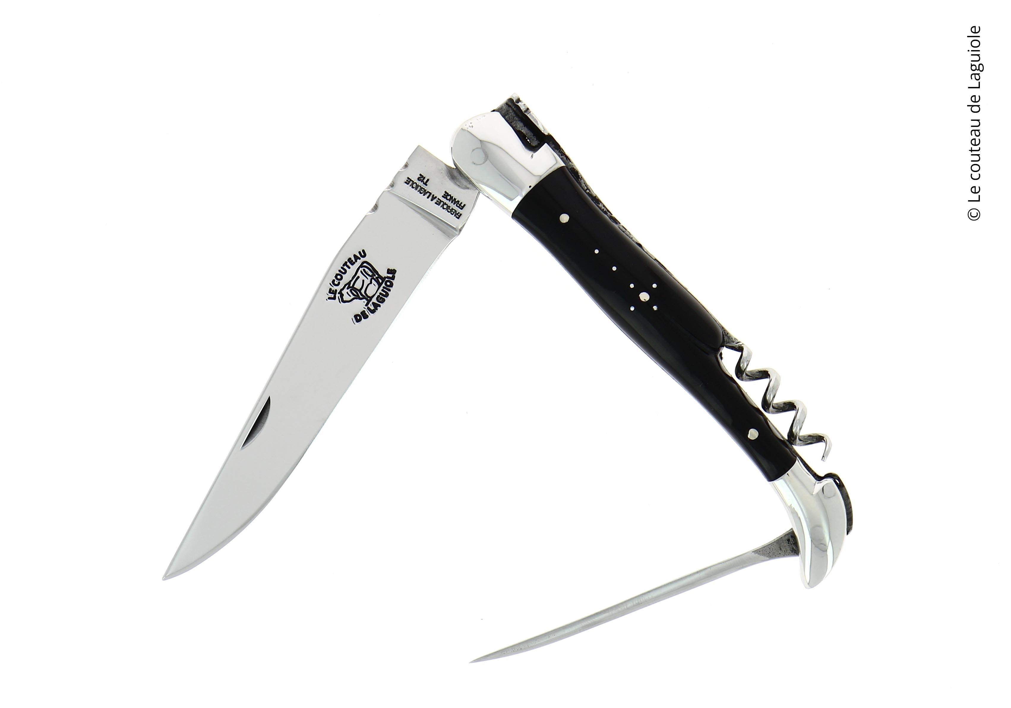 Couteau pliant 3 pièces en pointe de corne foncée