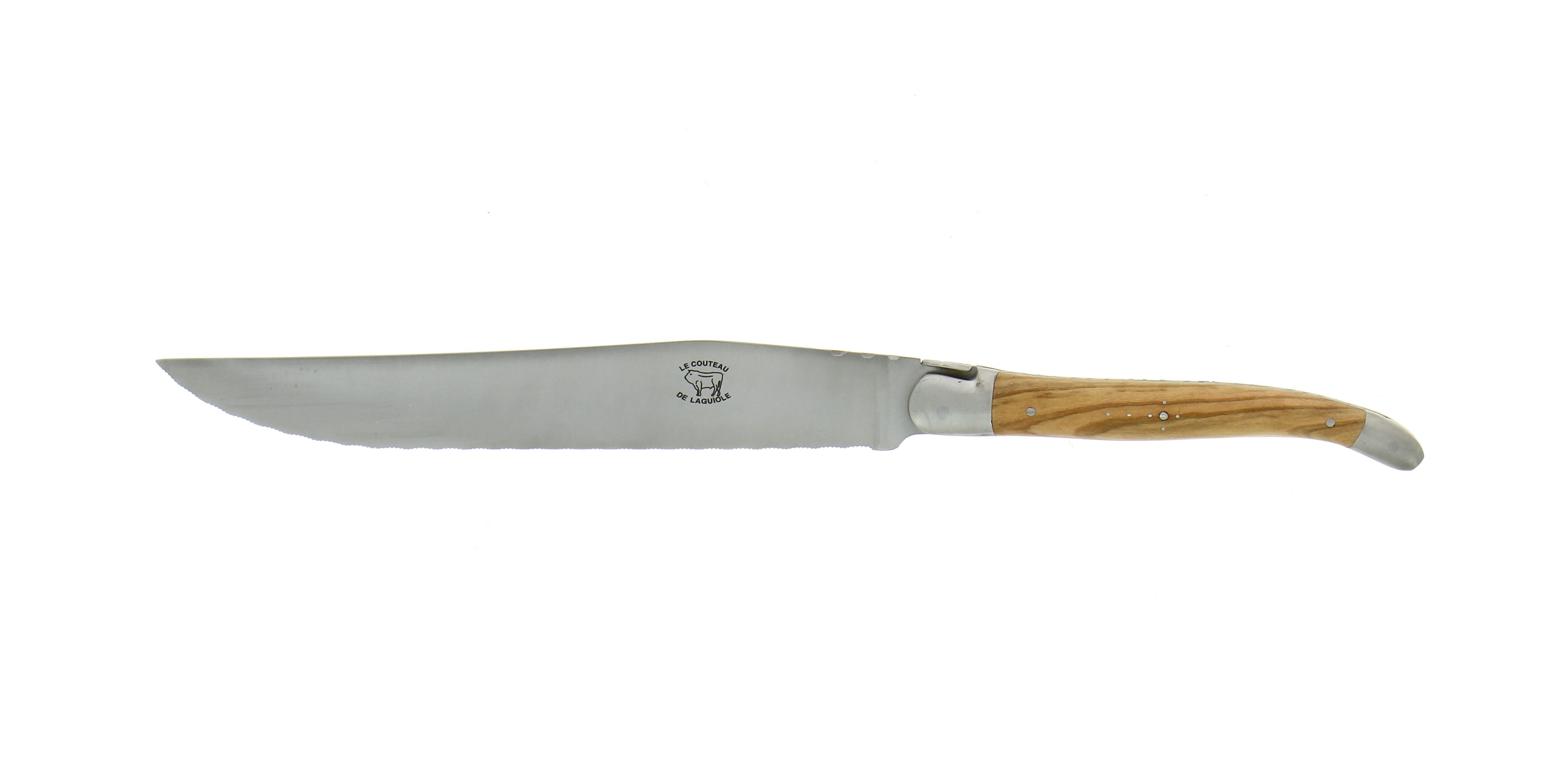 Couteau à pain de Laguiole, en olivier mitres inox