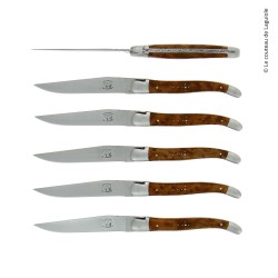 Coffret de 6 couteaux de table de Laguiole, thuya