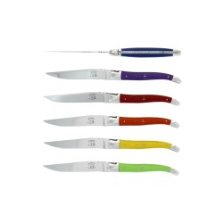 Coffret de 6 couteaux de table de Laguiole, colorés spécial lave-vaisselle