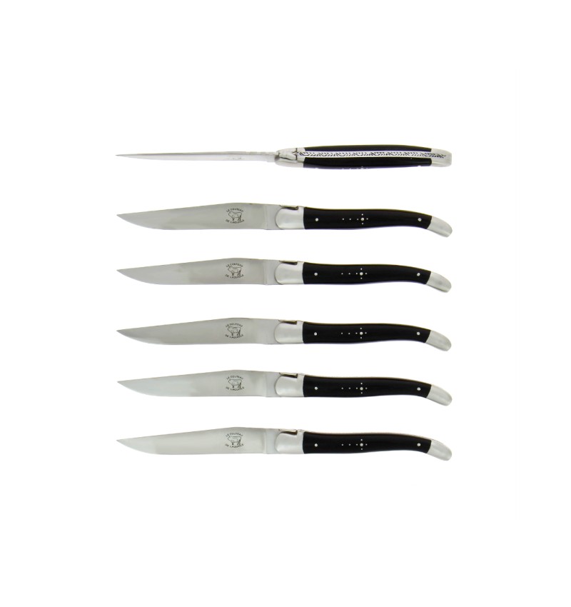 Coffret de 6 couteaux de table de Laguiole, ébène