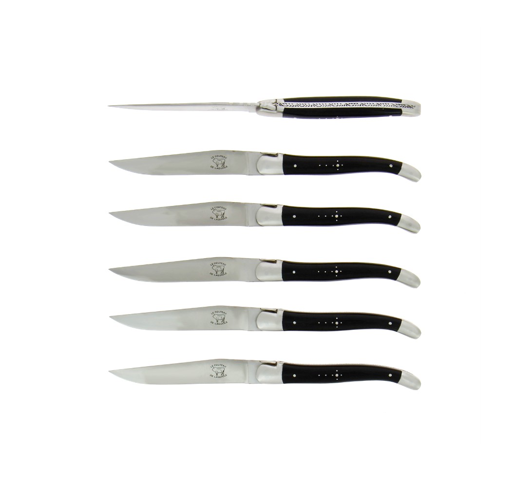 Coffret de 6 couteaux de table de Laguiole, ébène