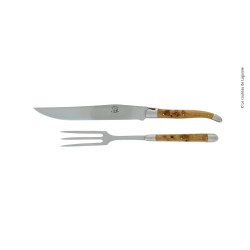 Service à découper, en genévrier, mitres inox, finition satinée