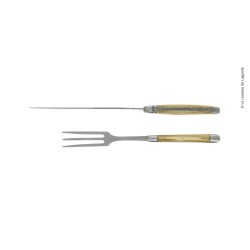 Service à découper, en olivier, mitres inox, finition satinée