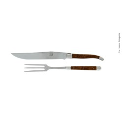 Service à découper, en thuya, mitres inox, finition satinée